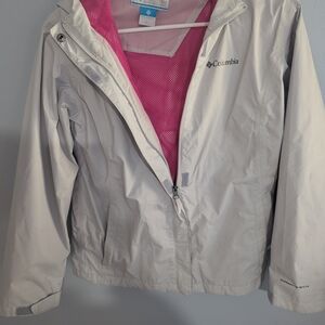 Columbia Girls Jacket in Gray With Pink Interior